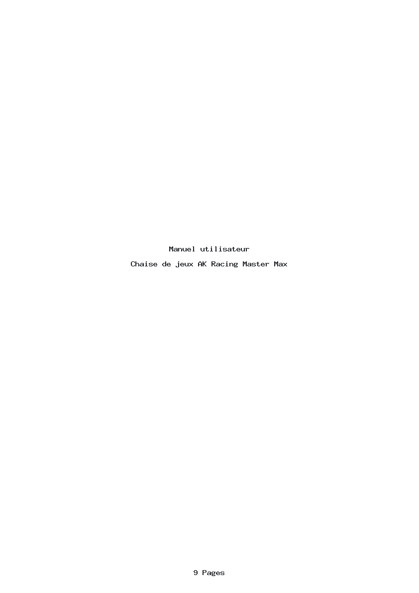 Page 1 de la notice Manuel utilisateur AK Racing Master Max
