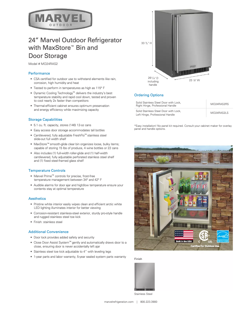 Page 1 de la notice Manuel utilisateur Marvel Outdoor MO24RA2L