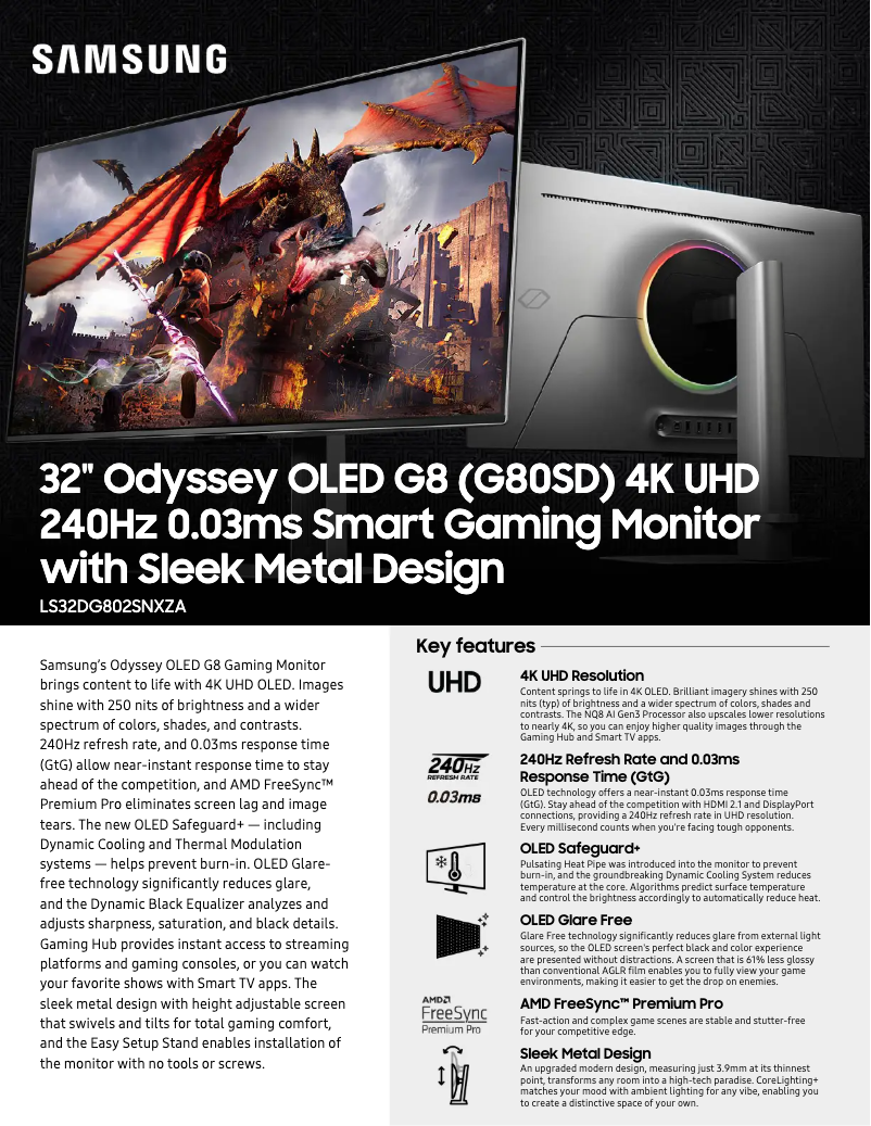 Page n°1 - Fiche technique Samsung S32DG802SN