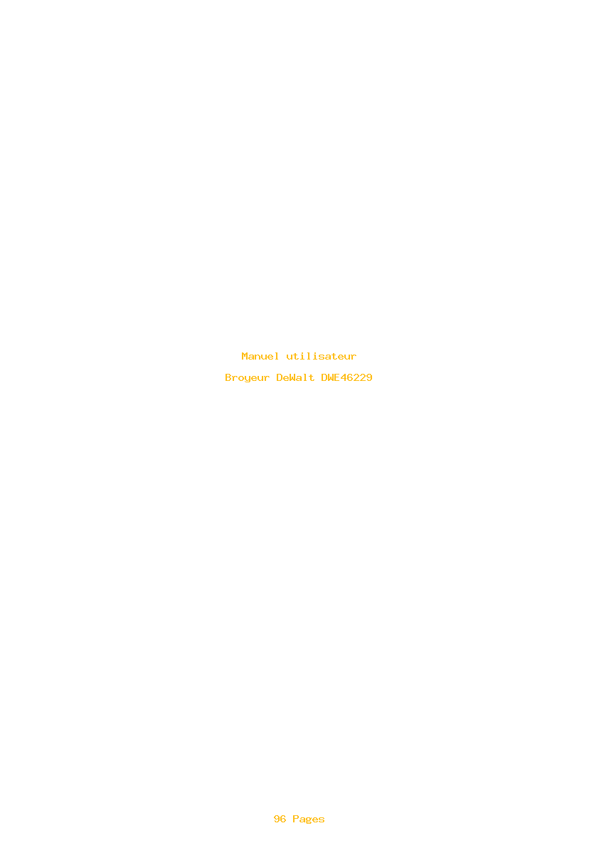 Page 1 de la notice Manuel utilisateur DeWalt DWE46229