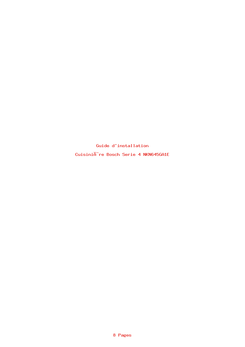 Page 1 de la notice Guide d'installation Bosch Serie 4 NKN645GA1E