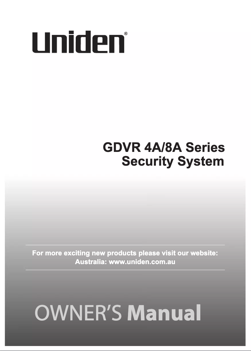 Page 1 of the manual User Manual Uniden GDVR4A22