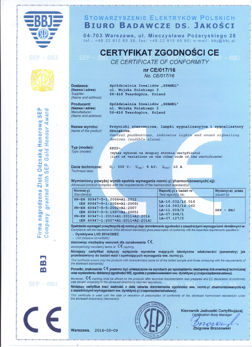 Page 1 de la notice Manuel utilisateur Spamel SP22-LC