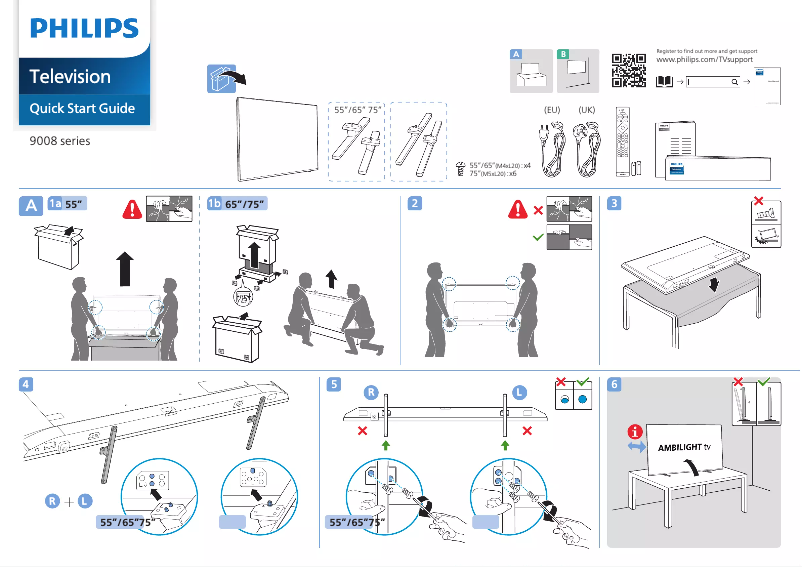 Page 1 of the manual Quick Start Guide Philips 55PML9008