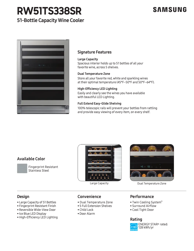 Página 1 del manual Ficha técnica Samsung RW51TS338SR