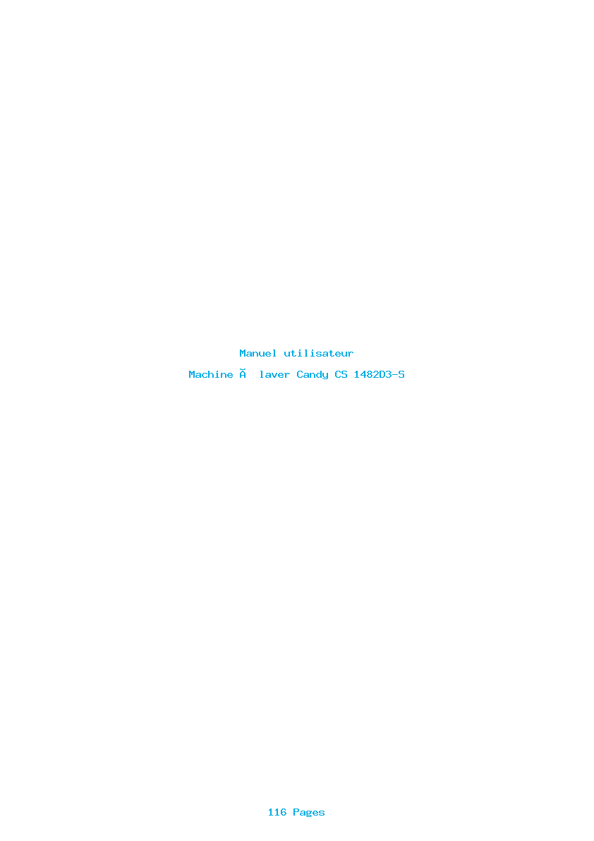 Page 1 de la notice Manuel utilisateur Candy CS 1482D3-S