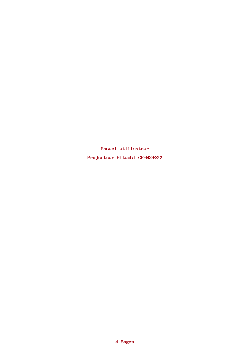 Page 1 de la notice Manuel utilisateur Hitachi CP-WX4022