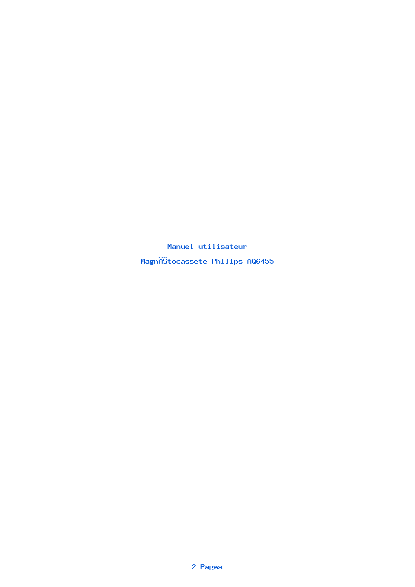 Page 1 de la notice Manuel utilisateur Philips AQ6455