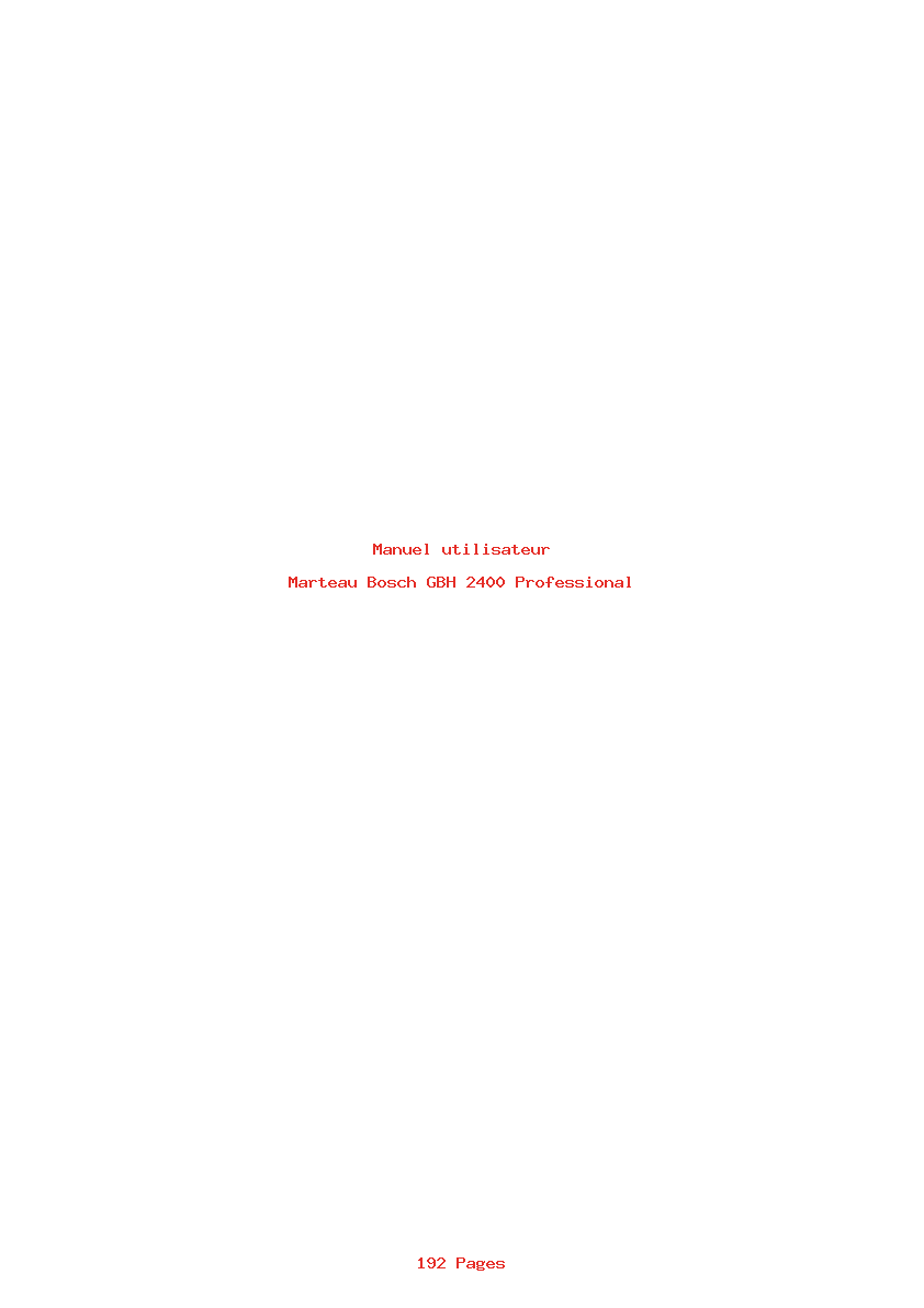 Page 1 de la notice Manuel utilisateur Bosch GBH 2400 Professional
