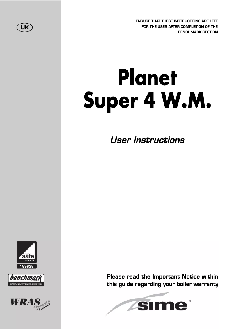 Página 1 del manual Manual de usuario SIME Planet Super 4 W.M.