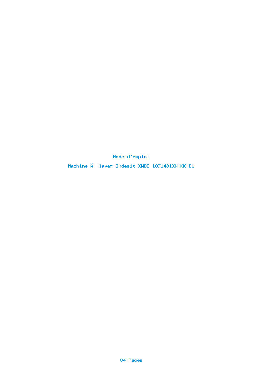 Page 1 de la notice Mode d'emploi Indesit XWDE 1071481XWKKK EU