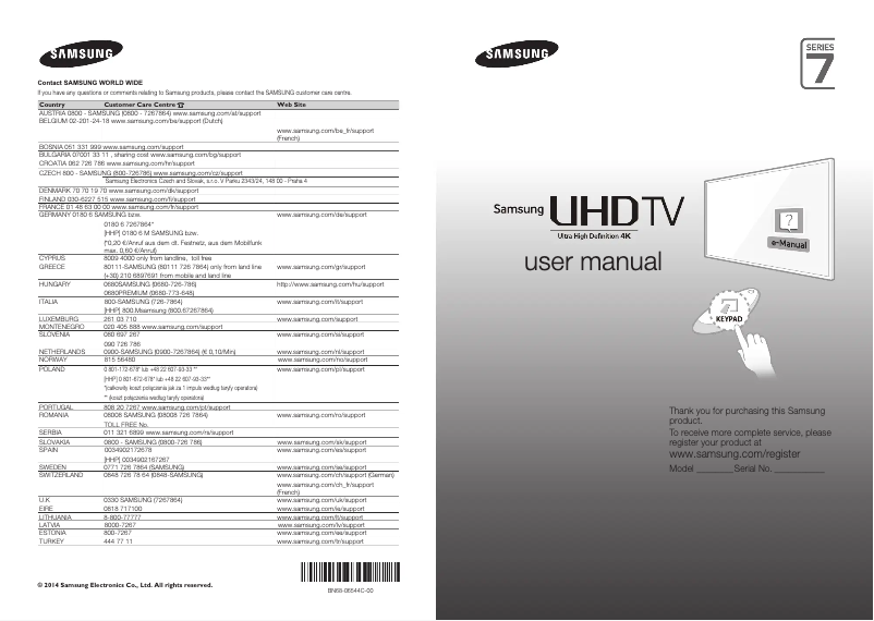 Página 1 del manual Manual de usuario Samsung UE65HU7200