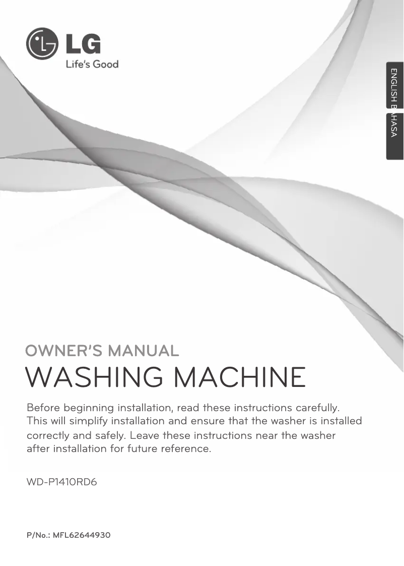 Page 1 de la notice Manuel utilisateur LG WD-P1410RD6