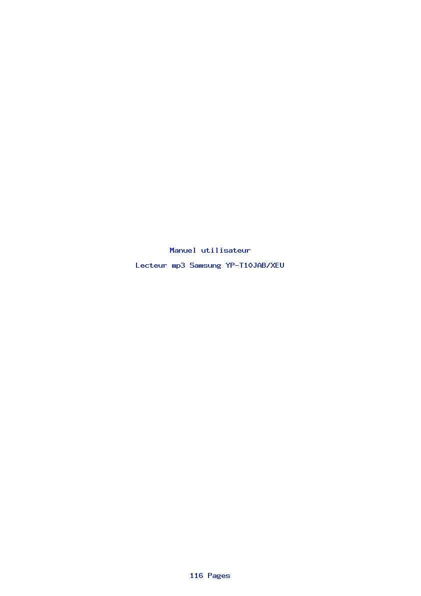 Page 1 de la notice Manuel utilisateur Samsung YP-T10JAB/XEU