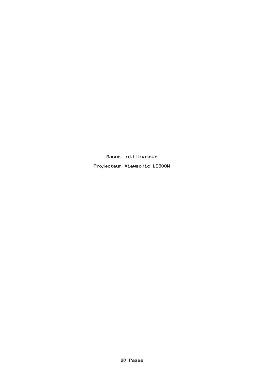 Page 1 de la notice Manuel utilisateur Viewsonic LS500W