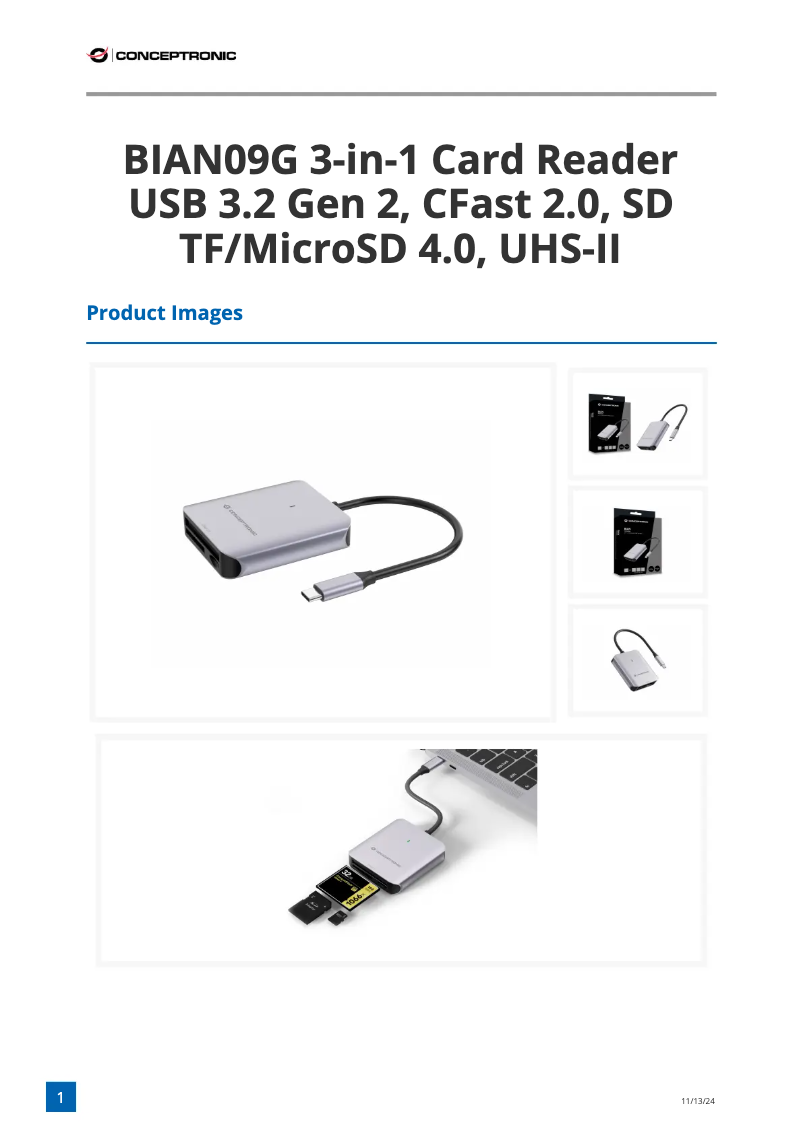 Page 1 de la notice Fiche technique Conceptronic BIAN09G