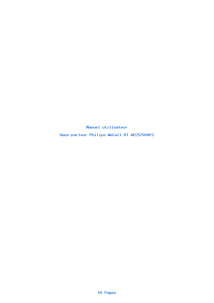 Page 1 de la notice Manuel utilisateur Philips WeCall BT AECS7000ES