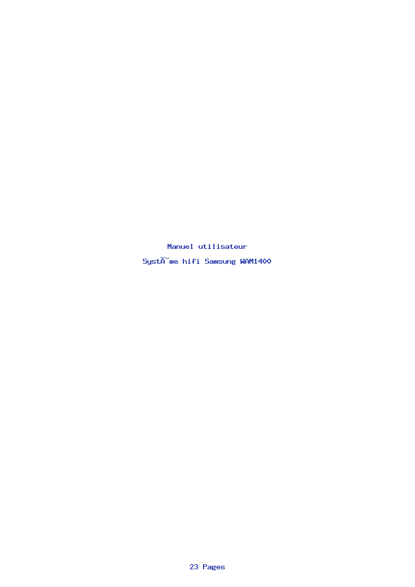 Page 1 de la notice Manuel utilisateur Samsung WAM1400