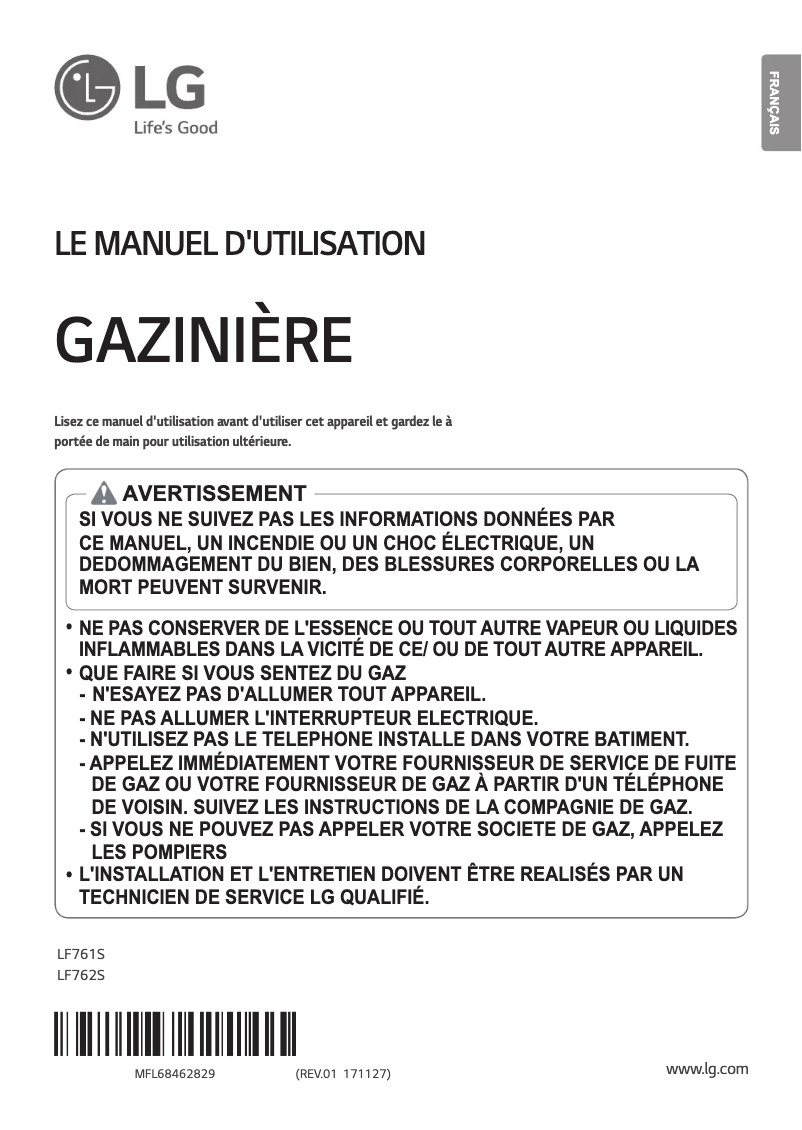 Page 1 de la notice Manuel utilisateur LG LF761S
