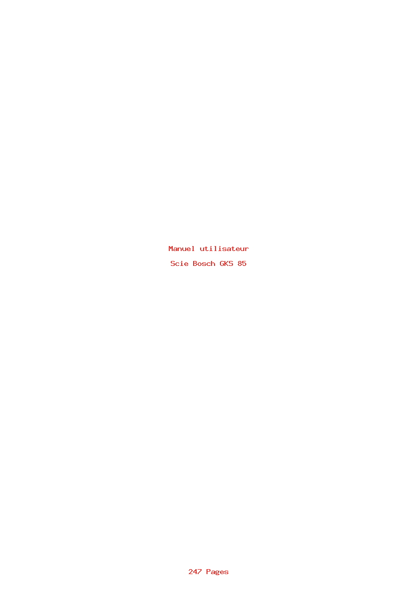 Page 1 de la notice Manuel utilisateur Bosch GKS 85