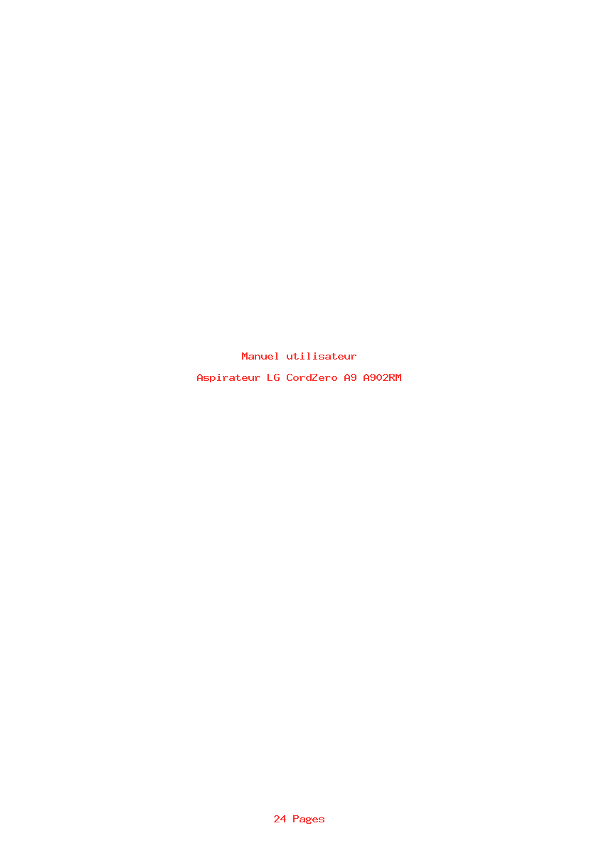 Page 1 de la notice Manuel utilisateur LG CordZero A9 A902RM