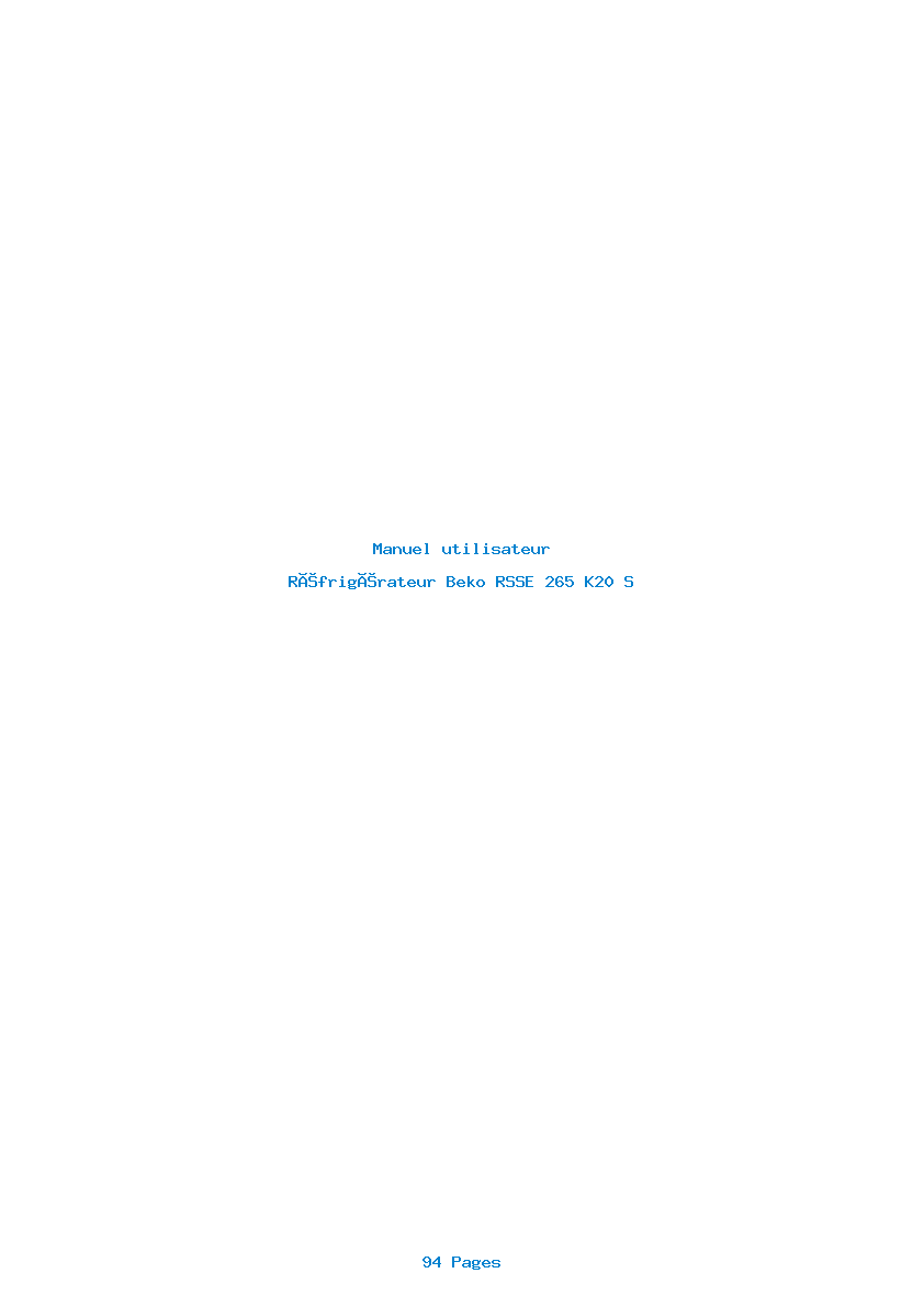 Page 1 de la notice Manuel utilisateur Beko RSSE 265 K20 S