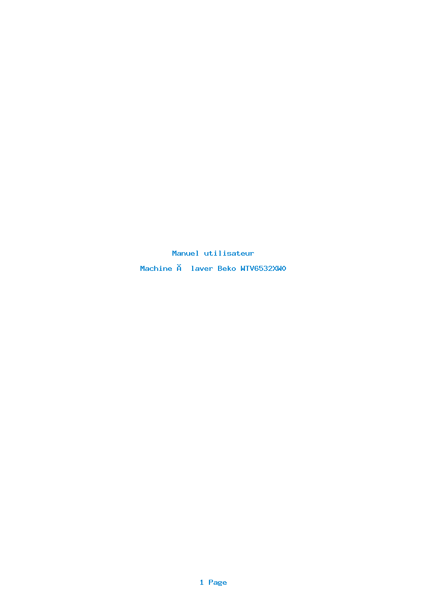 Page 1 de la notice Manuel utilisateur Beko WTV6532XW0