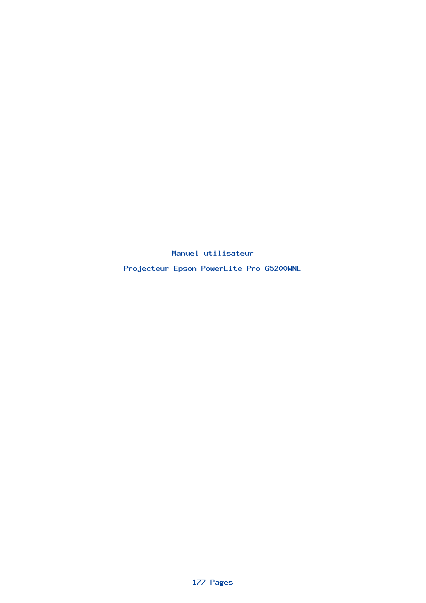 Page 1 de la notice Manuel utilisateur Epson PowerLite Pro G5200WNL