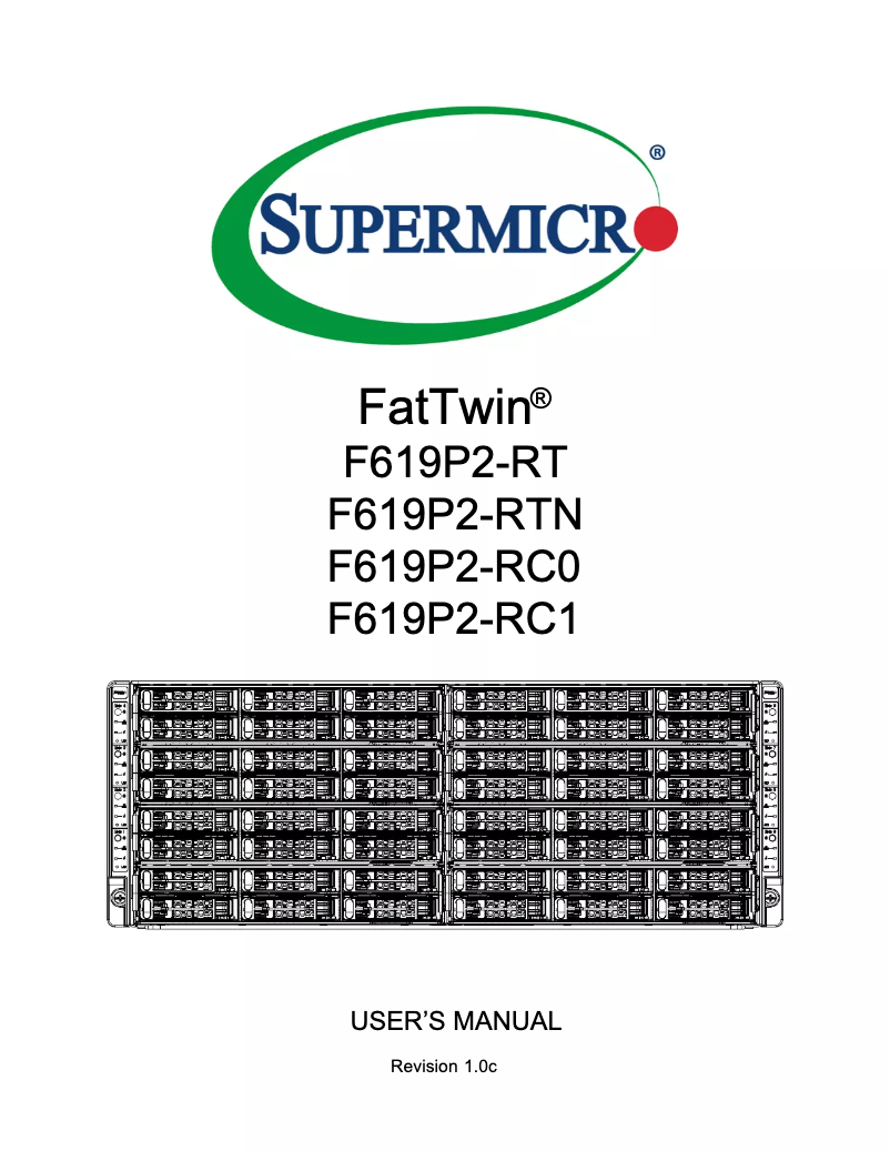 Page 1 de la notice Manuel utilisateur Supermicro SuperServer F619P2-RT