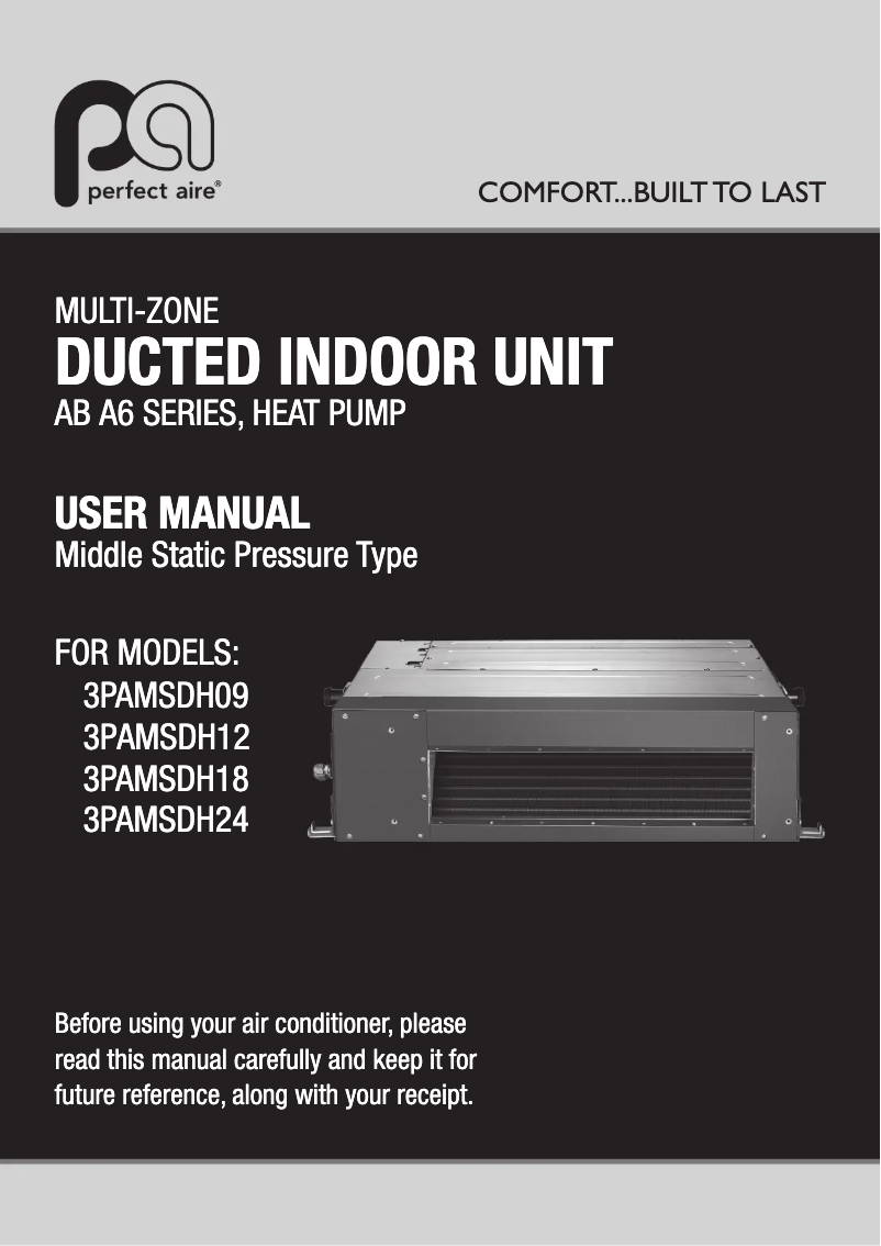 Page 1 de la notice Manuel utilisateur Perfect Aire 3PAMSDH18