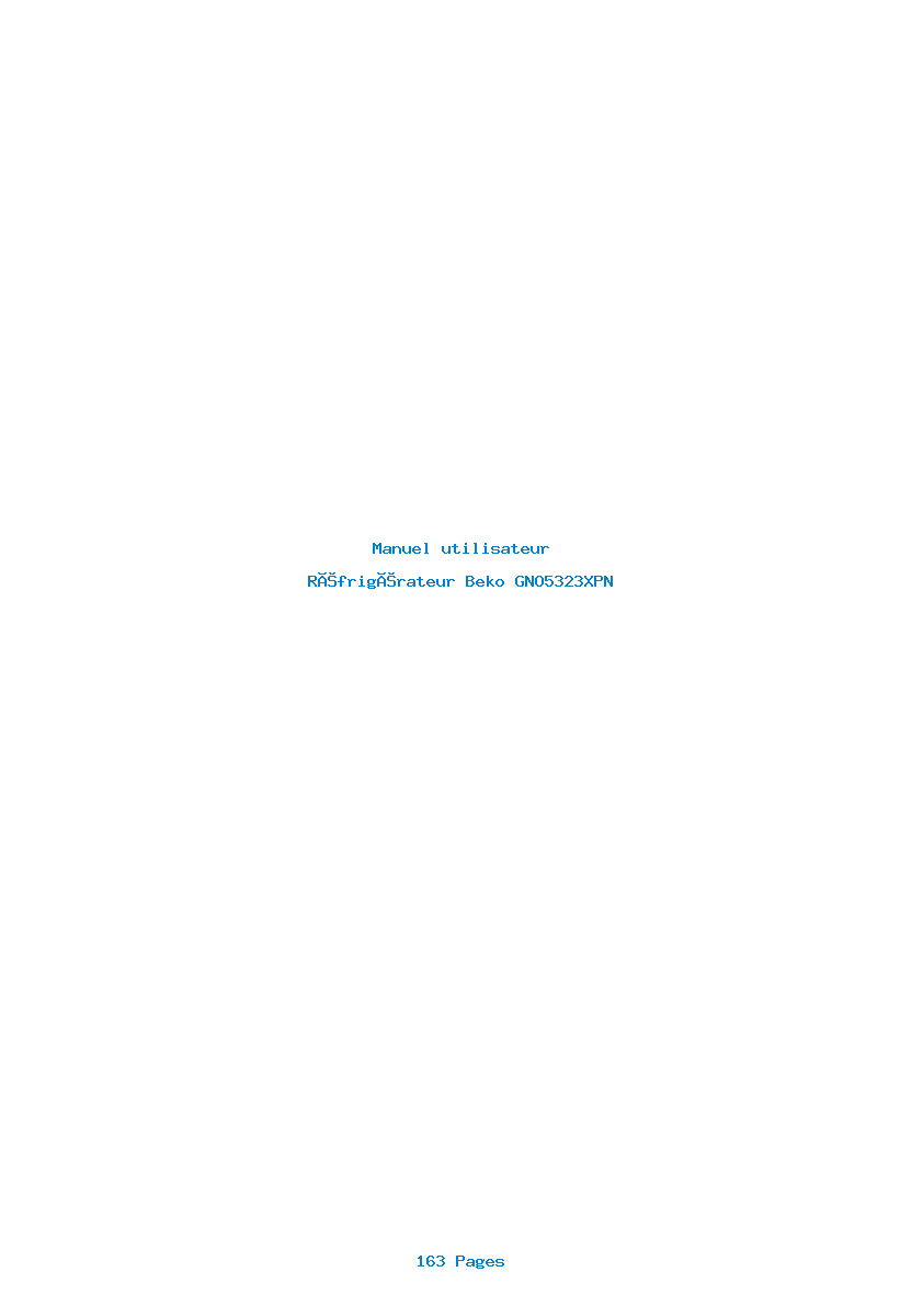 Page 1 de la notice Manuel utilisateur Beko GNO5323XPN