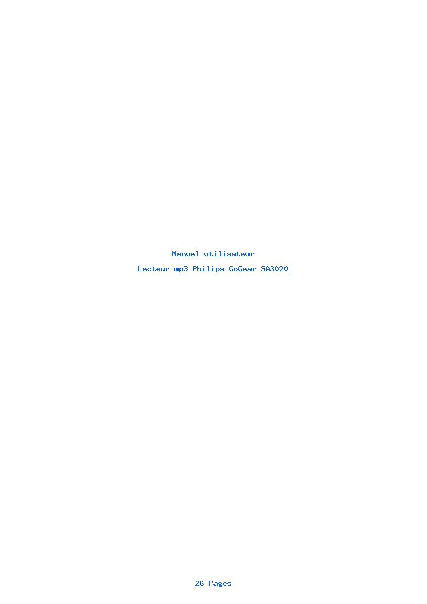 Page 1 de la notice Manuel utilisateur Philips GoGear SA3020