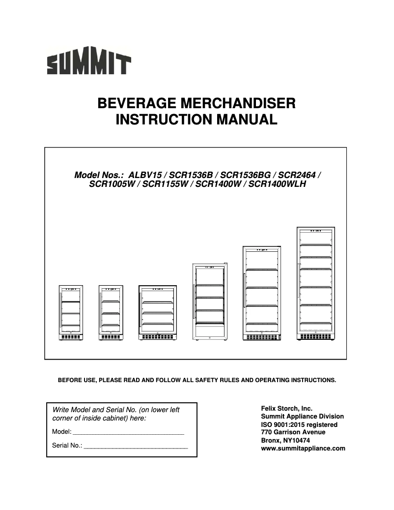 Page 1 de la notice Manuel utilisateur Summit ALBV15