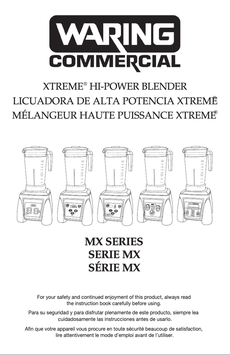 Page 1 de la notice Instructions / montage Waring Commercial MX1200XTX