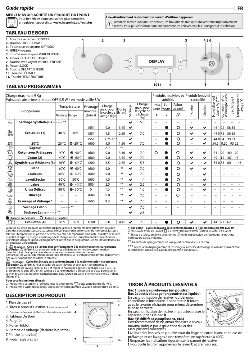 Página 1 del manual Manual de usuario Hotpoint AQD972F697EUN