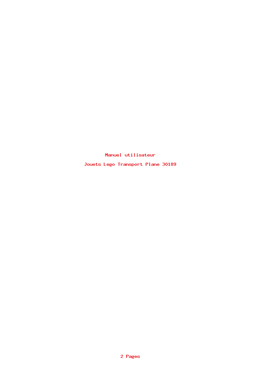 Page 1 de la notice Manuel utilisateur Lego Transport Plane 30189