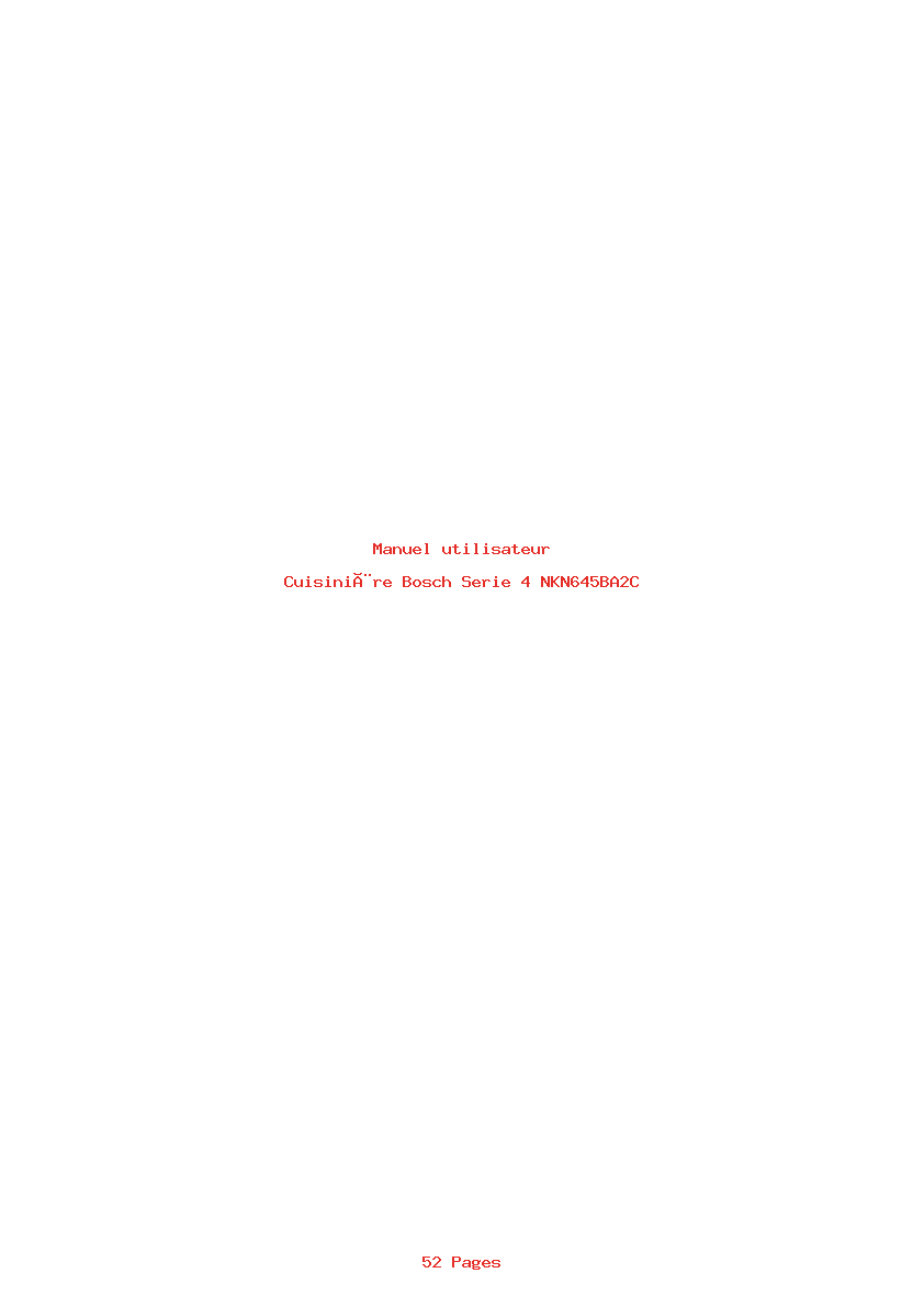 Page 1 de la notice Manuel utilisateur Bosch Serie 4 NKN645BA2C