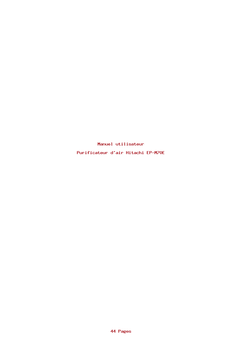 Page 1 de la notice Manuel utilisateur Hitachi EP-M70E