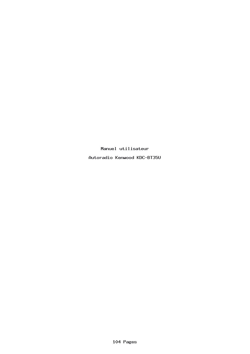 Page 1 de la notice Manuel utilisateur Kenwood KDC-BT35U