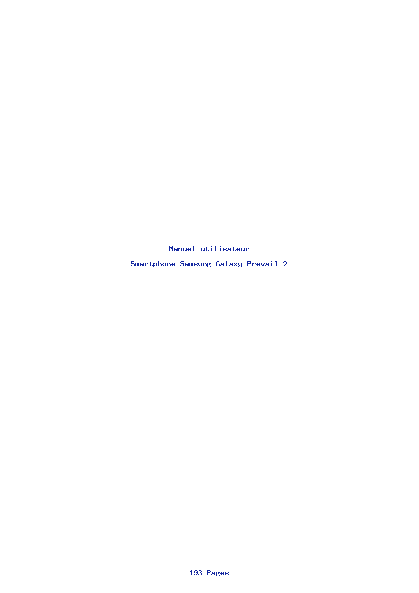 Page 1 de la notice Manuel utilisateur Samsung Galaxy Prevail 2