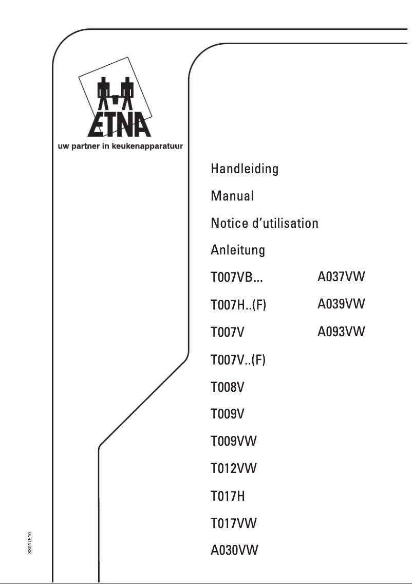 Page 1 de la notice Manuel utilisateur Etna T012VW
