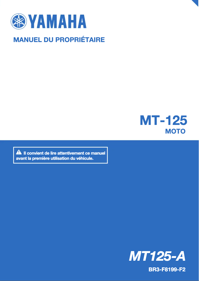 Page 1 of the manual User Manual Yamaha MT125 (2017)