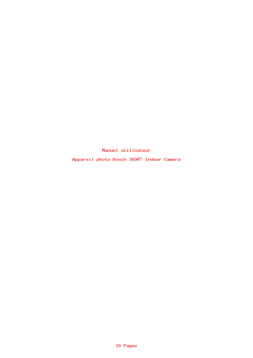 Page 1 de la notice Manuel utilisateur Bosch 360° Indoor Camera