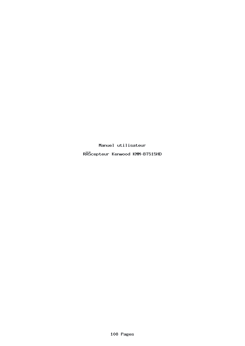 Page 1 de la notice Manuel utilisateur Kenwood KMM-BT515HD
