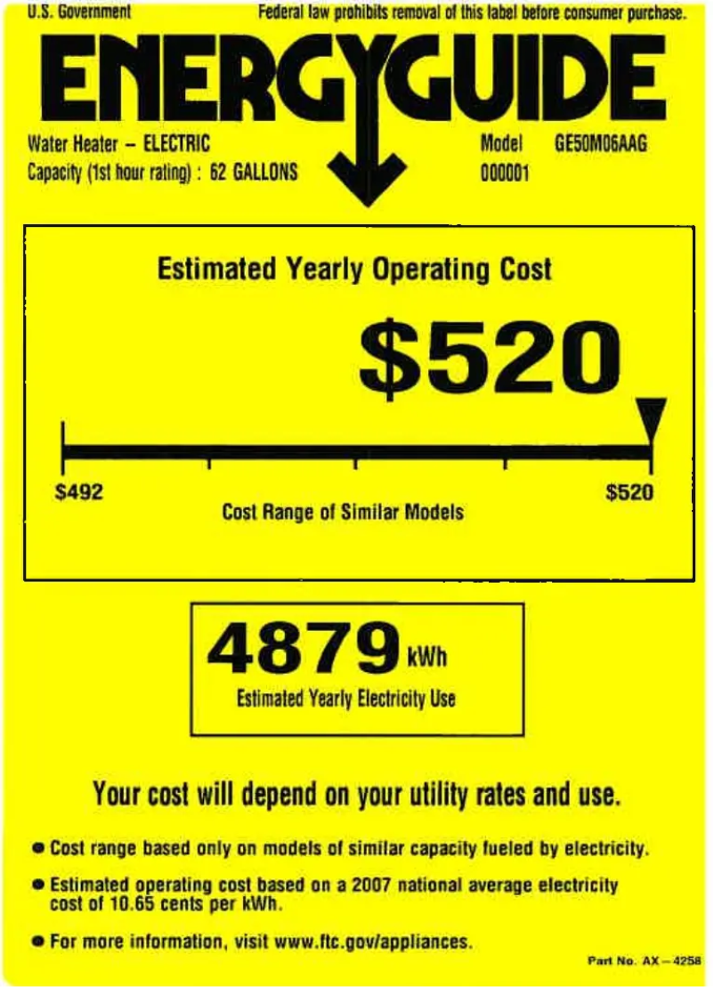 Página 1 del manual Etiqueta energética GE GE50M06AAG