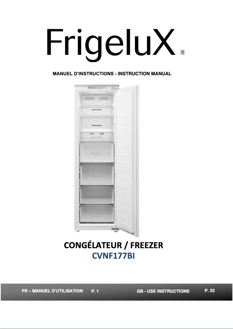 Página 1 del manual Ficha técnica FrigeluX CVNF177BI