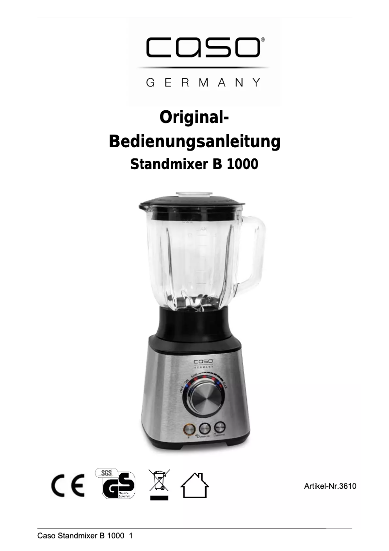 Page 1 de la notice Manuel utilisateur Caso B1000