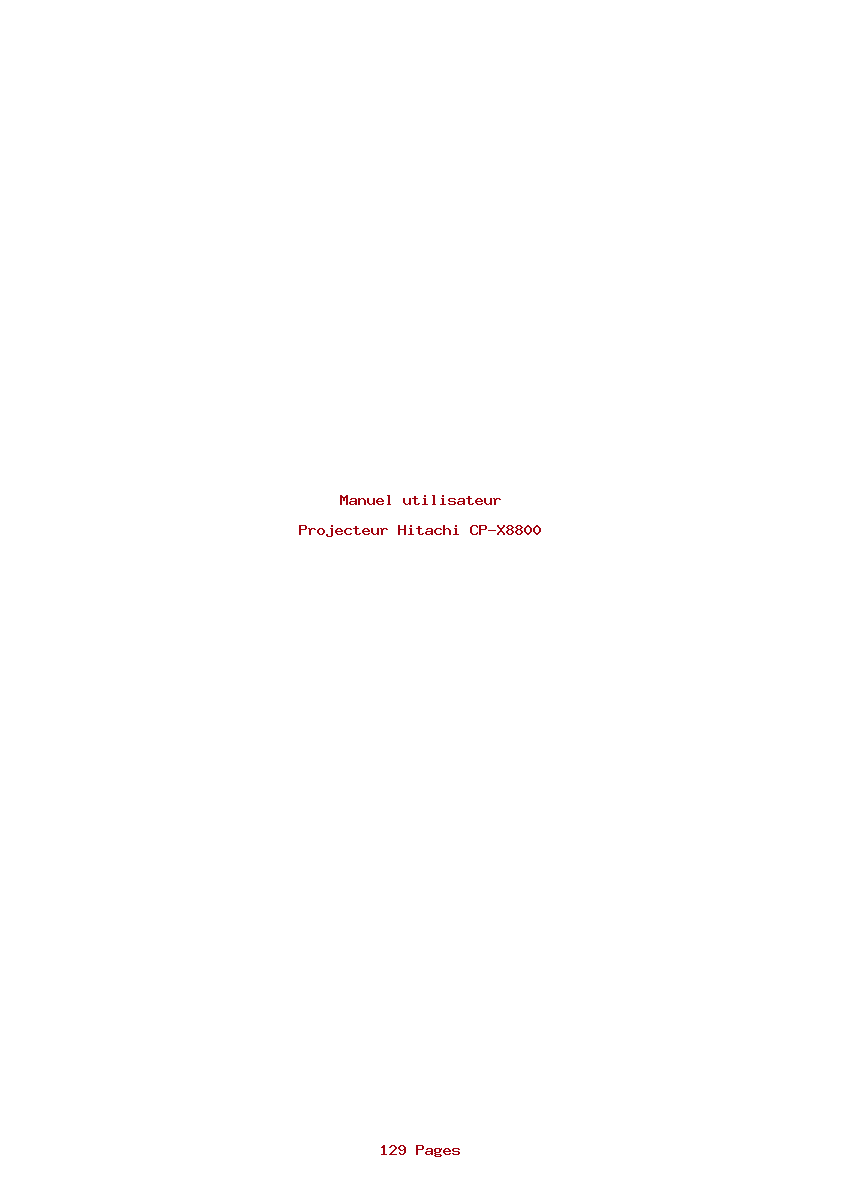 Page 1 de la notice Manuel utilisateur Hitachi CP-X8800