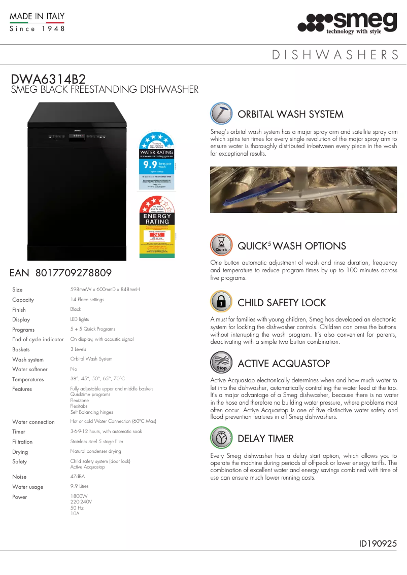 Página 1 del manual Manual de usuario Smeg DWA6314W