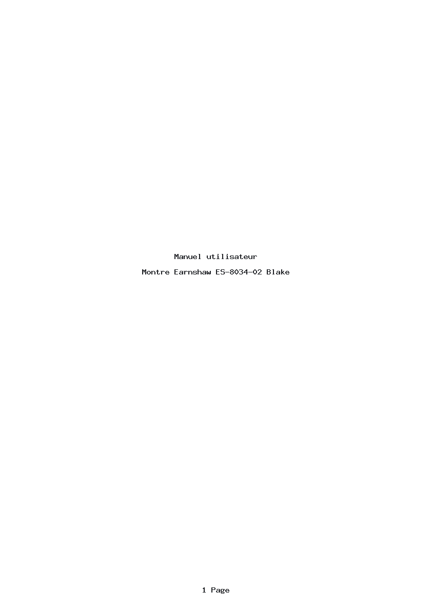 Page 1 de la notice Manuel utilisateur Earnshaw ES-8034-02 Blake
